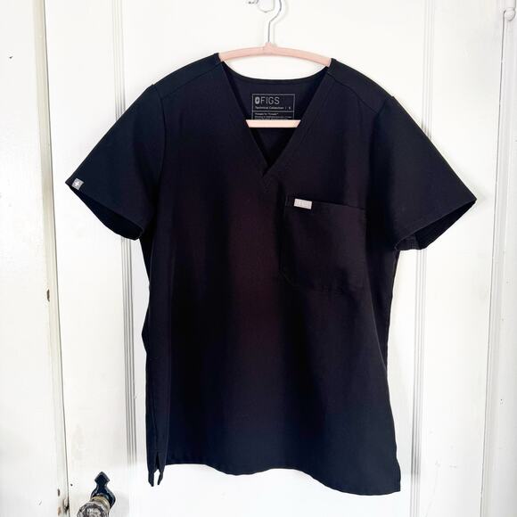 FIGS Technical Collection Catarina One Pocket Scrub Top Black Short Sleeve Small - Picture 1 of 6